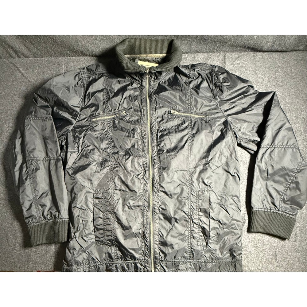 Converse One Star Mens XL Black Nylon Full Zip Lightweight Bomber Jacket